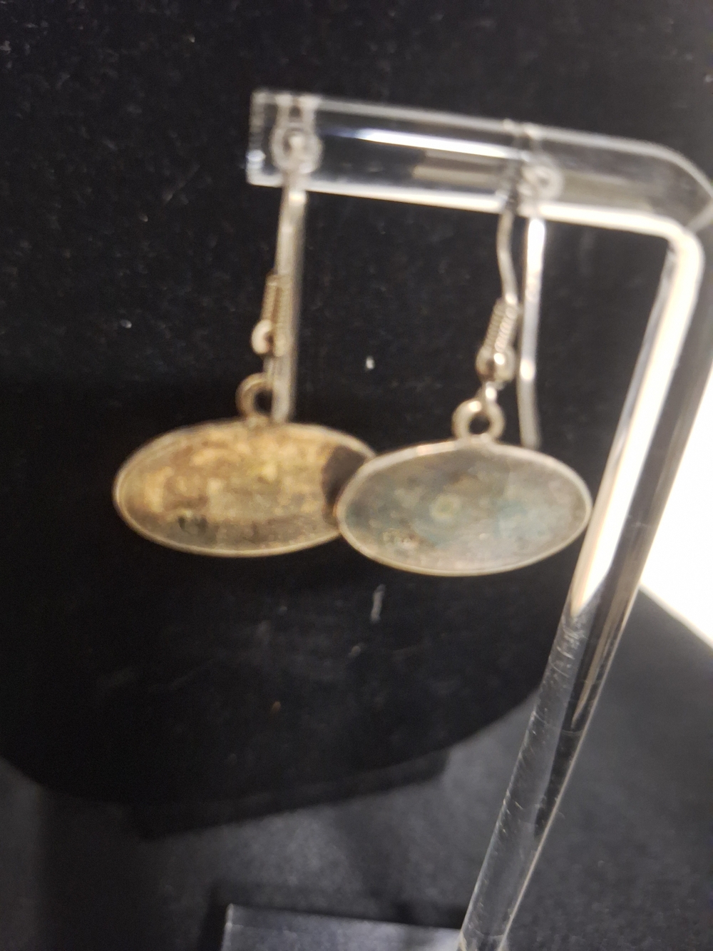 T M Taxco Mexico Silver Oval Animal Motif Dangle Earrings - - Picture 3 of 4